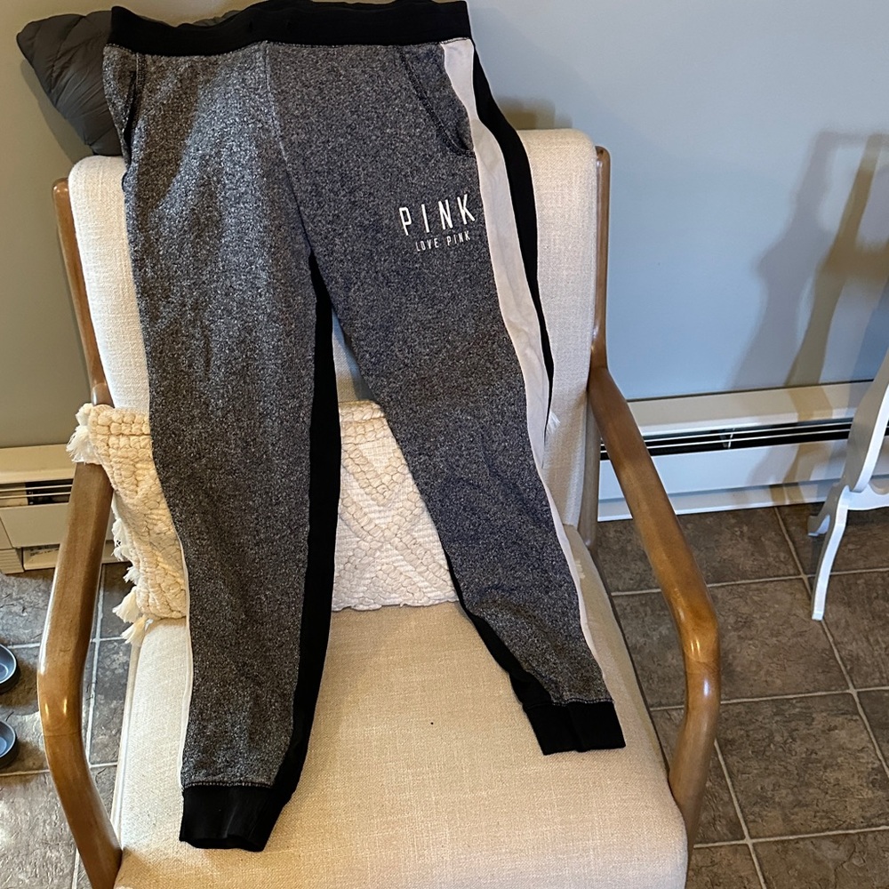 PINK Victoria's Secret Gray and Black Joggers